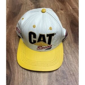 Vintage RARE JH Design Cat Racing Hat Strapback Mens Ward Burton NASCAR Leather